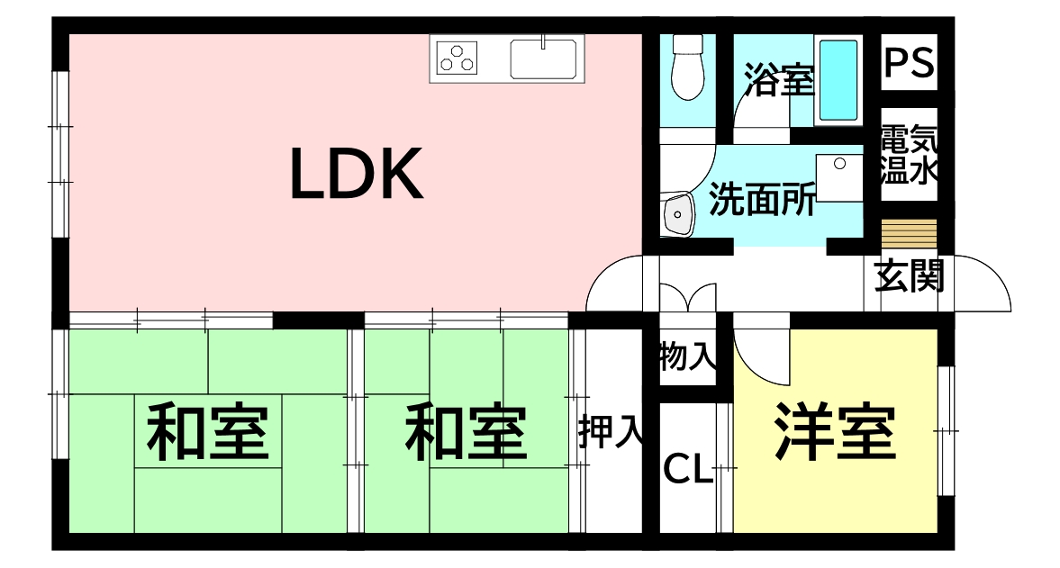堺東ロイヤルハイツ（3ＬＤＫ）の間取り図