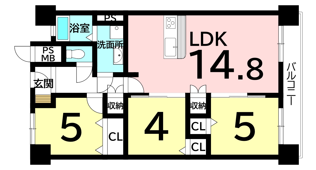 泉北若松台AB住宅壱号棟（3ＬＤＫ）の間取り図