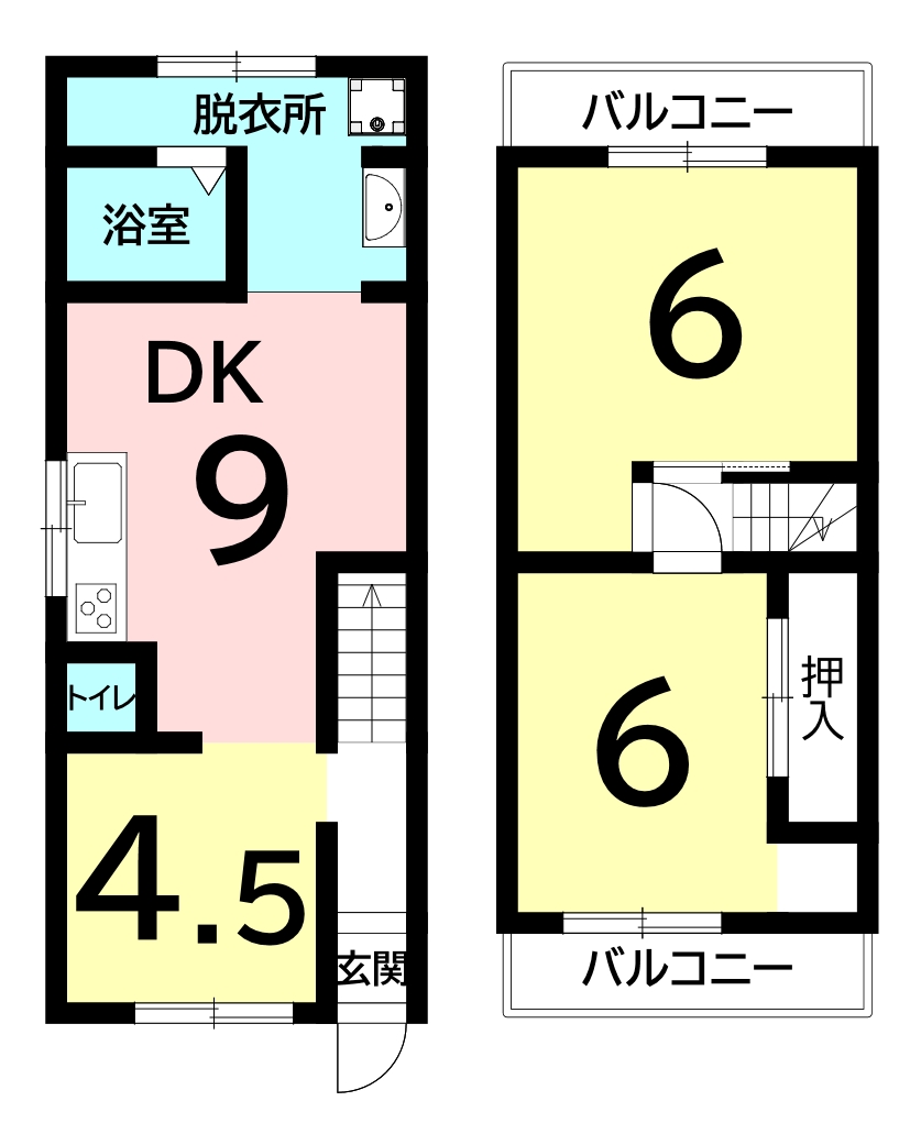 堺市中区大野芝町の中古戸建（3ＤＫ）の間取り図
