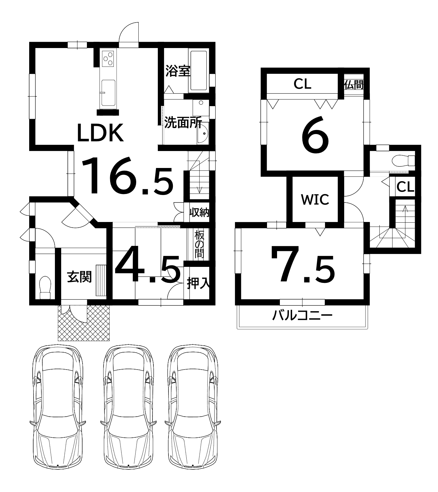 堺市南区大森の中古戸建（3ＬＤＫ）の間取り図