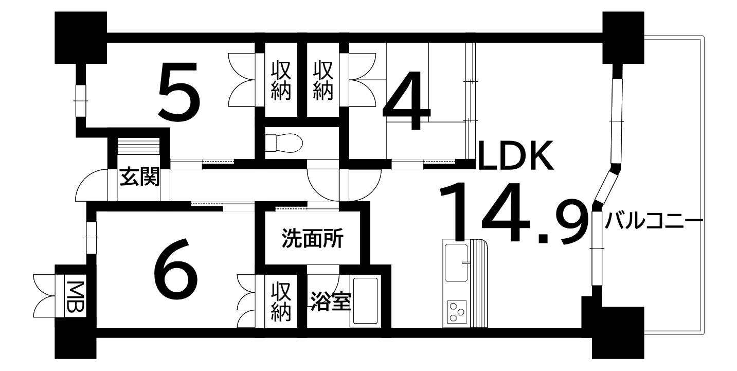 サンメゾン浅香駅前（3ＬＤＫ）の間取り図