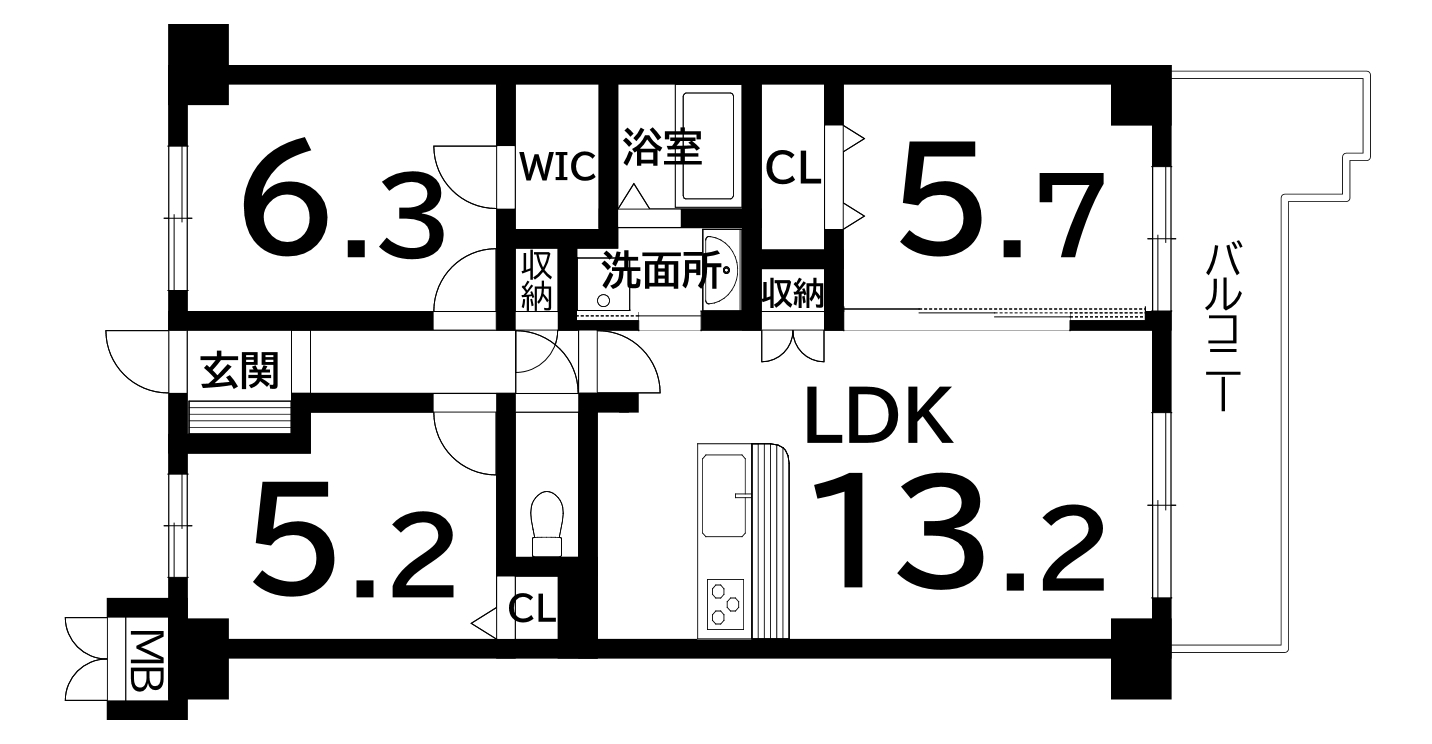 ベルク泉北高倉台（3ＬＤＫ）の間取り図